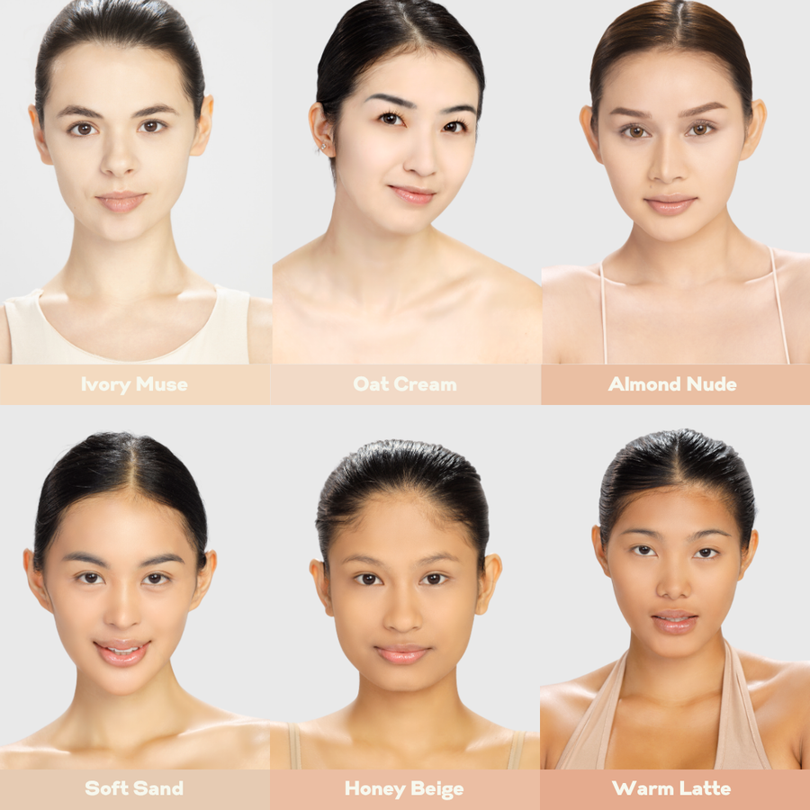 Ivory Muse, Oat Cream, Almond Nude,
Soft Sand, Honey Beige, Warm Latte